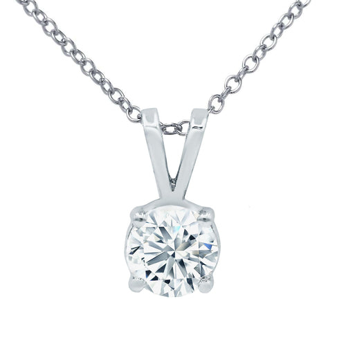 Lab Grown Rabbit Ear Round Diamond Solitaire Pendant