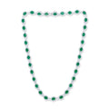 21.14cts Oval Zambian Emerald and 16.10cts Round Diamonds Halo Necklace, 18K White Gold