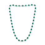 21.14cts Oval Zambian Emerald and 16.10cts Round Diamonds Halo Necklace, 18K White Gold