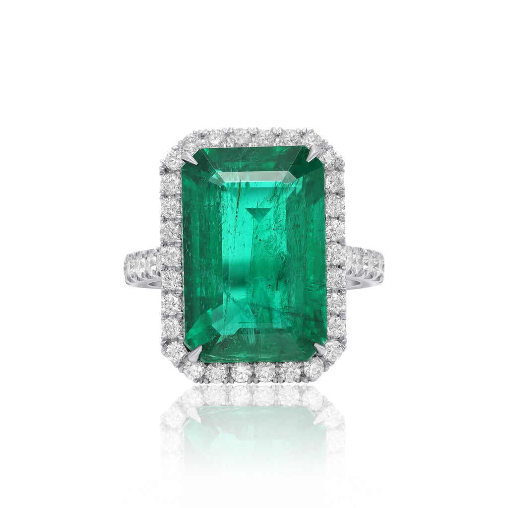 Emerald Halo Ring