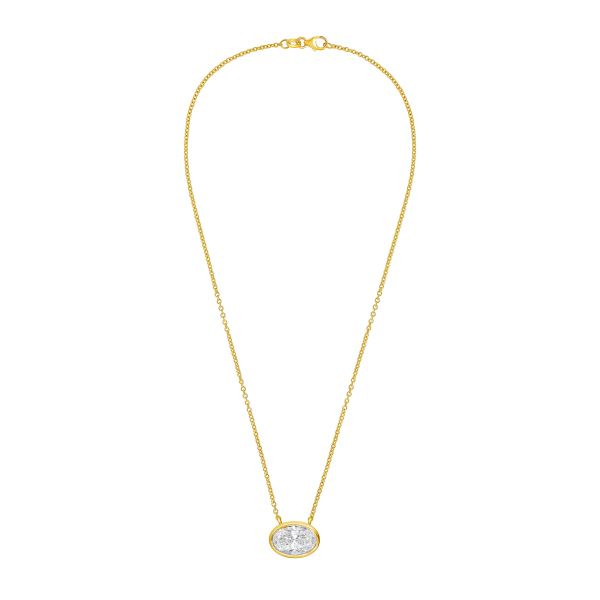 Lab Grown Oval Diamond Bezel Pendant