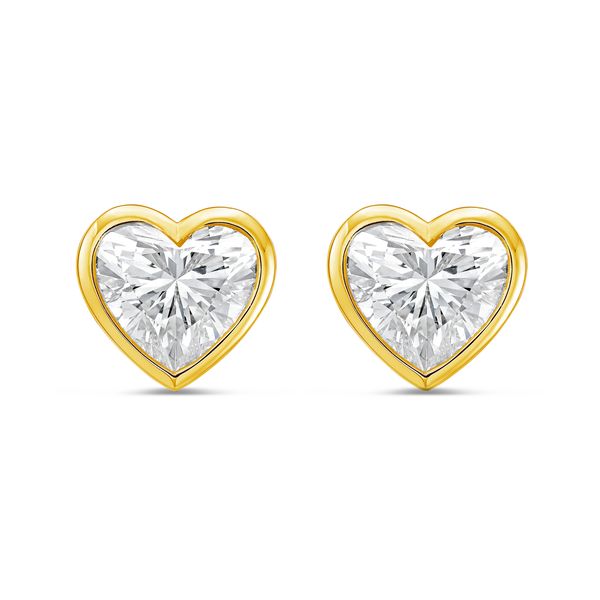 Lab Grown Heart Diamond Bezel Studs
