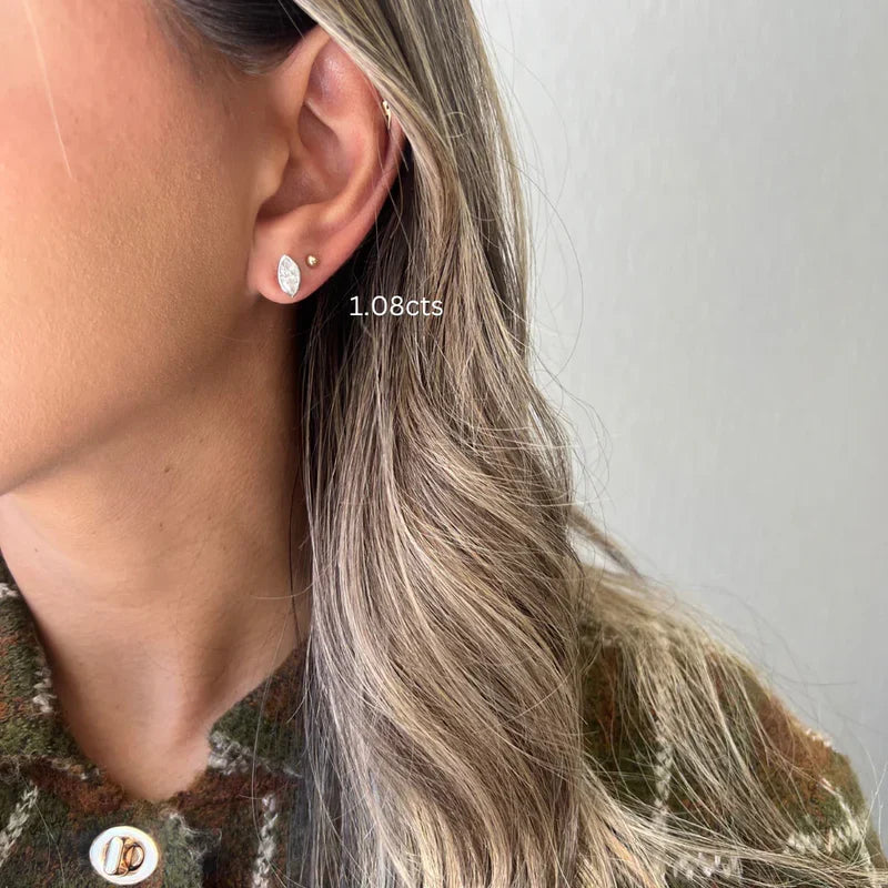 Lab Grown Marquise Diamond Bezel Stud Earrings