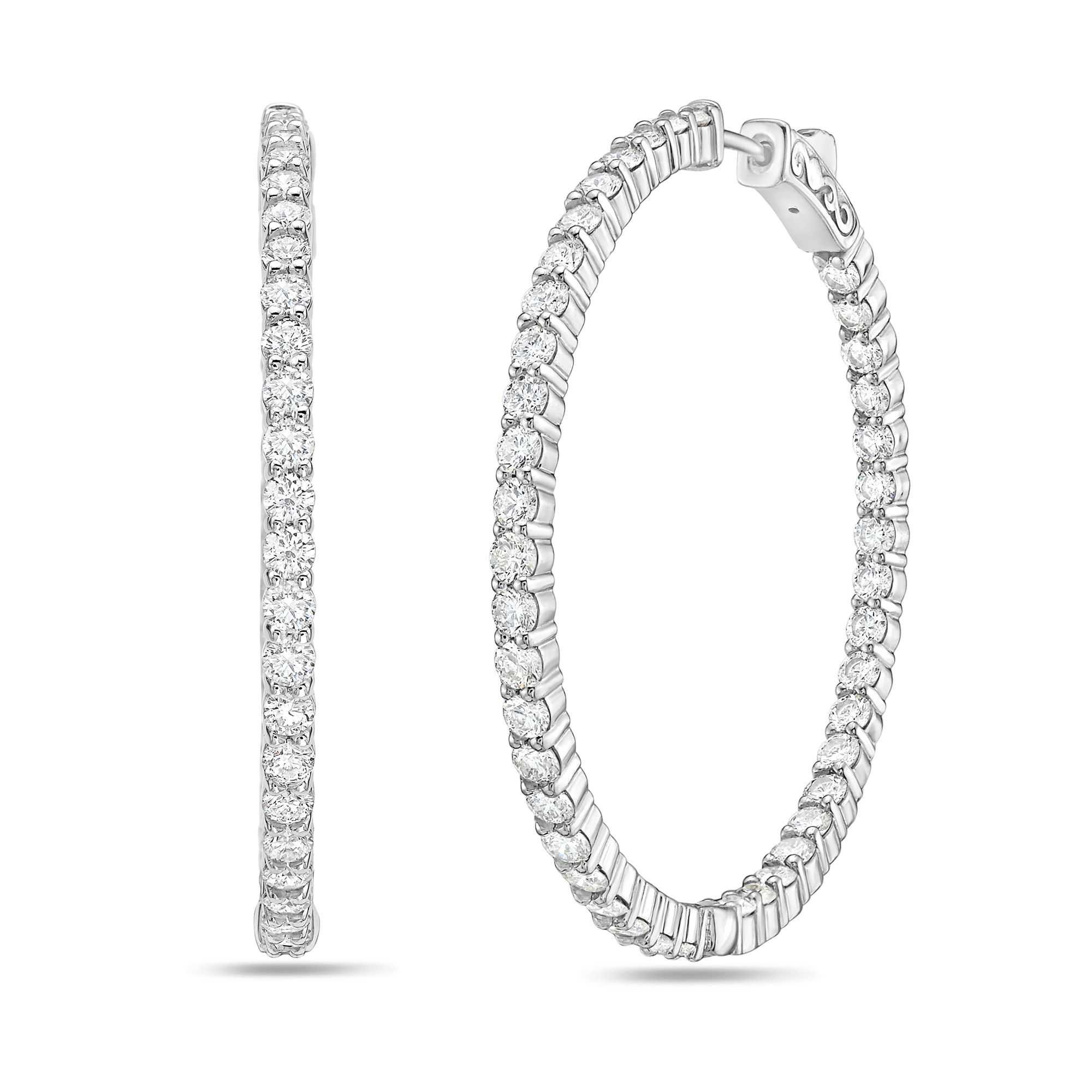2.00" Lab-Grown Round Diamond Hoop Earrings, 14K Gold