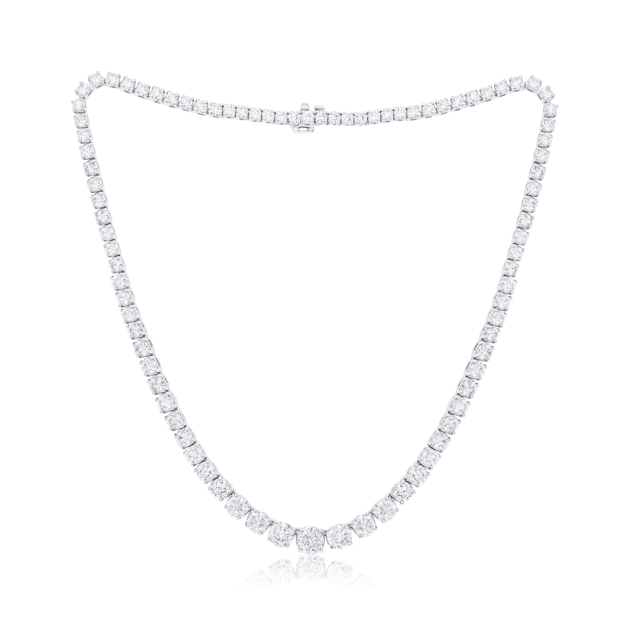 20cts Graduated Round Diamond Tennis Necklace