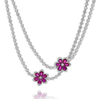 Ruby And Diamond Flower Necklace