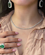 4 Prong Round Diamond Tennis Necklace