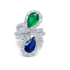 Toi et Moi Emerald and Sapphire Pear Ring
