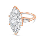 Lab-Grown Marquise Diamond Ring with Baguettes, 18K Gold