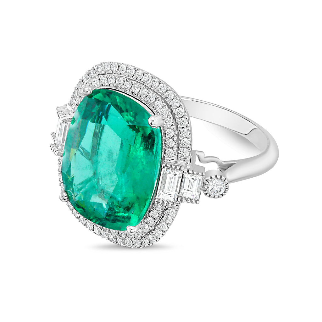 18kt White Gold Cushion Double Halo Diamond Ring