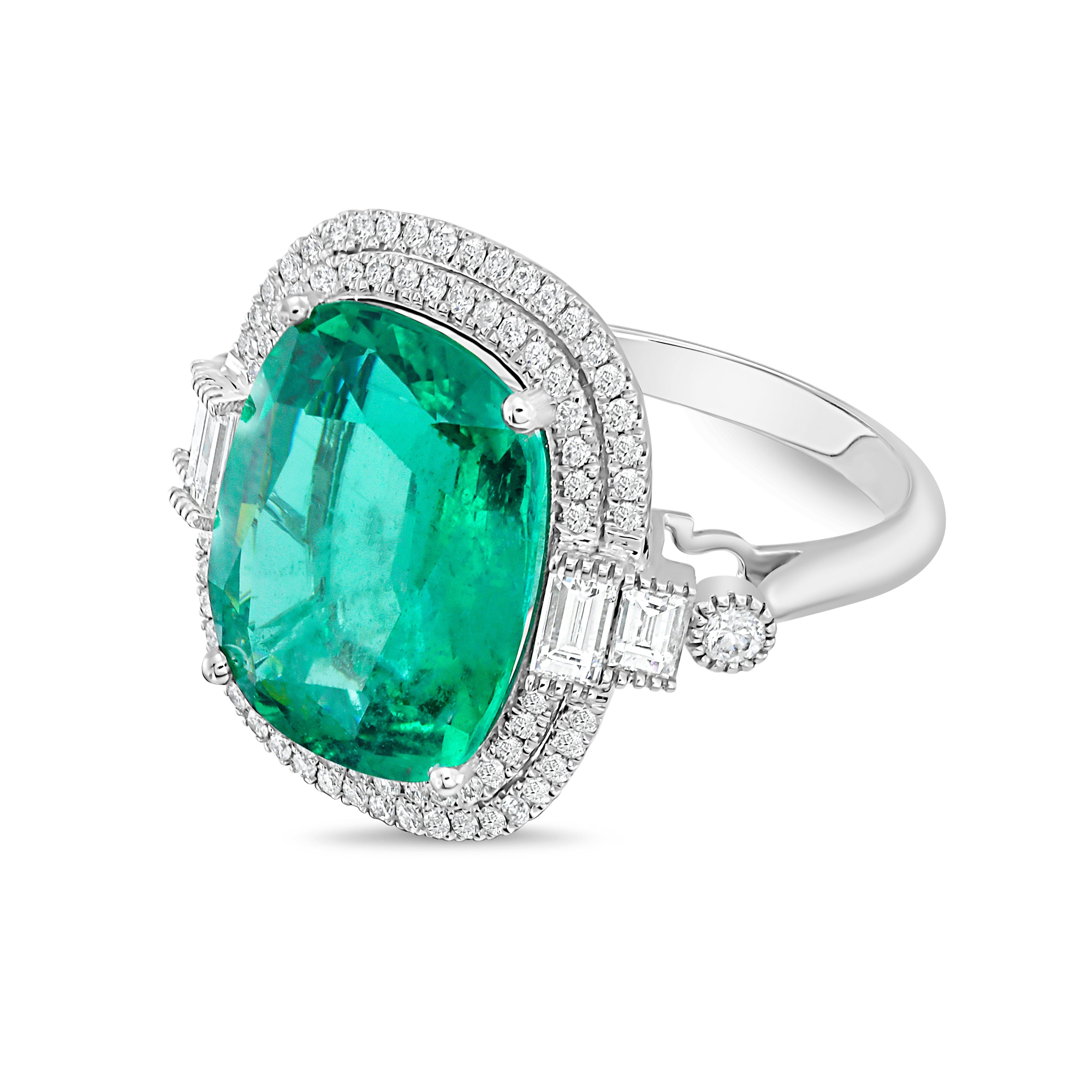 18kt White Gold Cushion Double Halo Diamond Ring