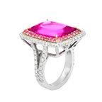 18kt White Gold Tourmaline Diamonds Ring