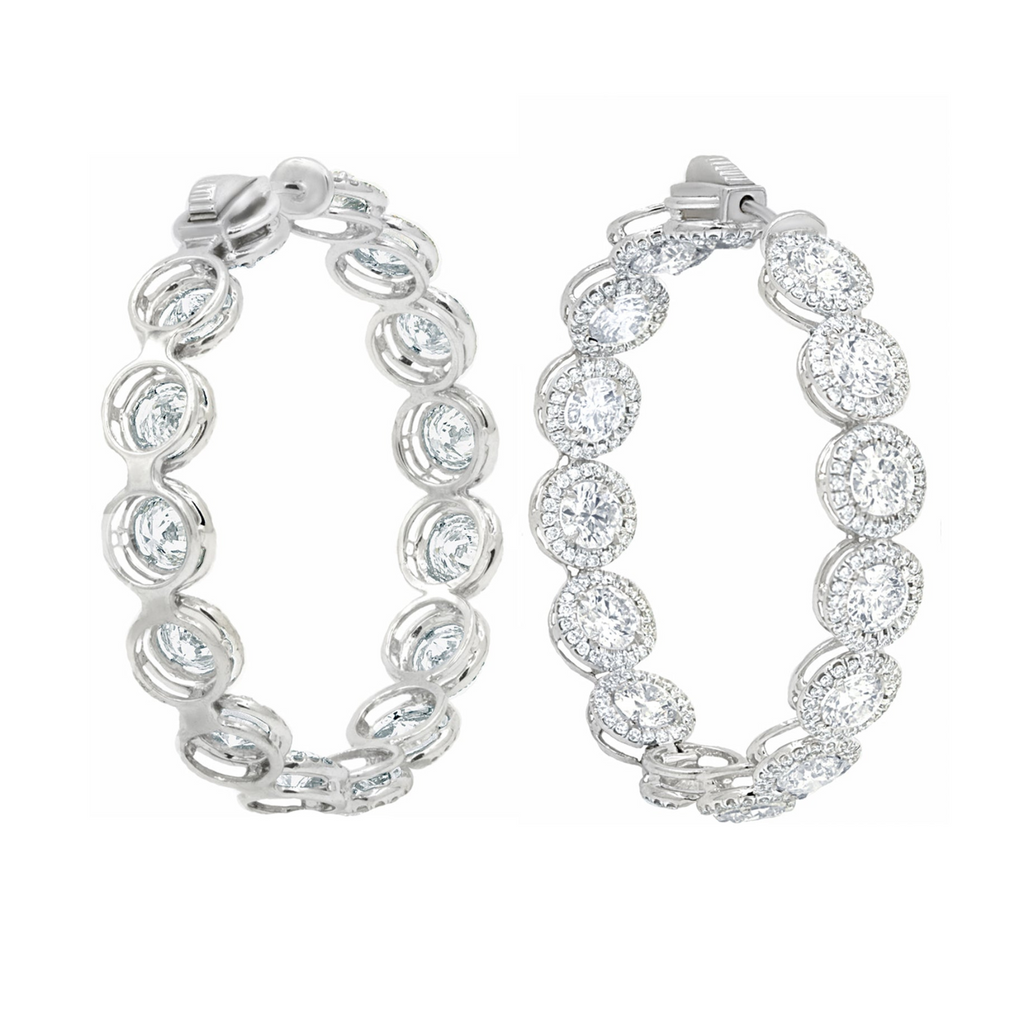 12.20cts Inside-Out Halo Diamond Hoops
