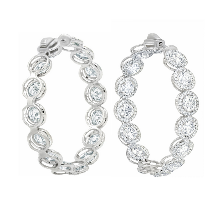12.20cts Inside-Out Halo Diamond Hoops