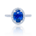 18kt White Gold Sapphire Oval Diamonds Halo Ring