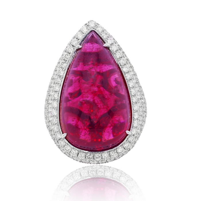 Tourmaline Halo Diamond Ring