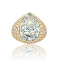 18kt Yellow Gold Pear-Shaped White Diamond Pave Ring