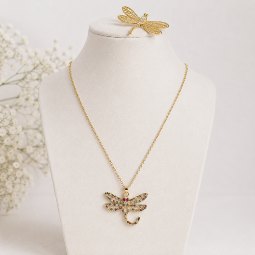 Multicolor Dragonfly Necklace by AZ Essentials