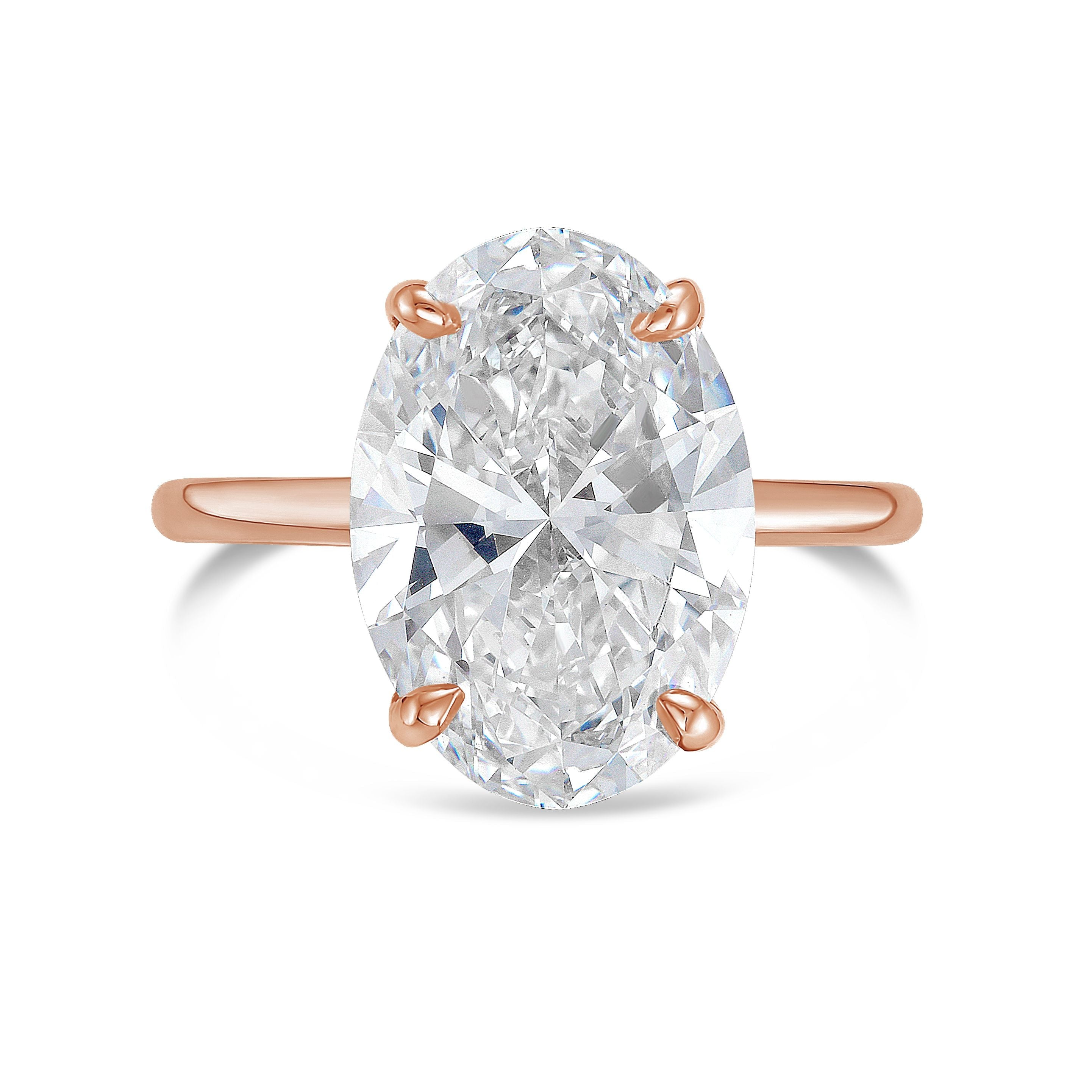 Lab-Grown Oval Diamond Solitaire Engagement Ring, 18K Gold