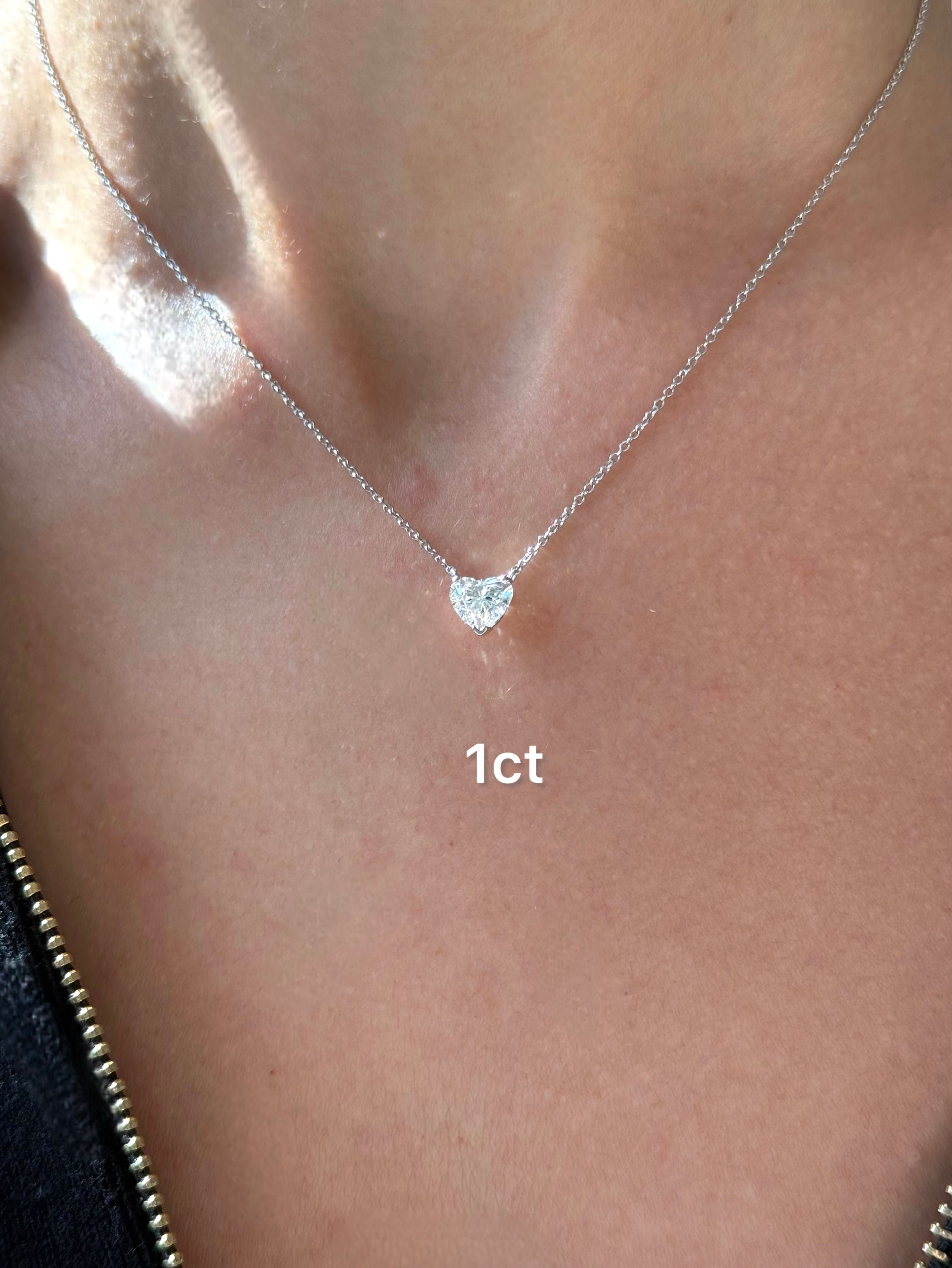 Lab-Grown Heart Shape Diamond Pendant, 14k Gold