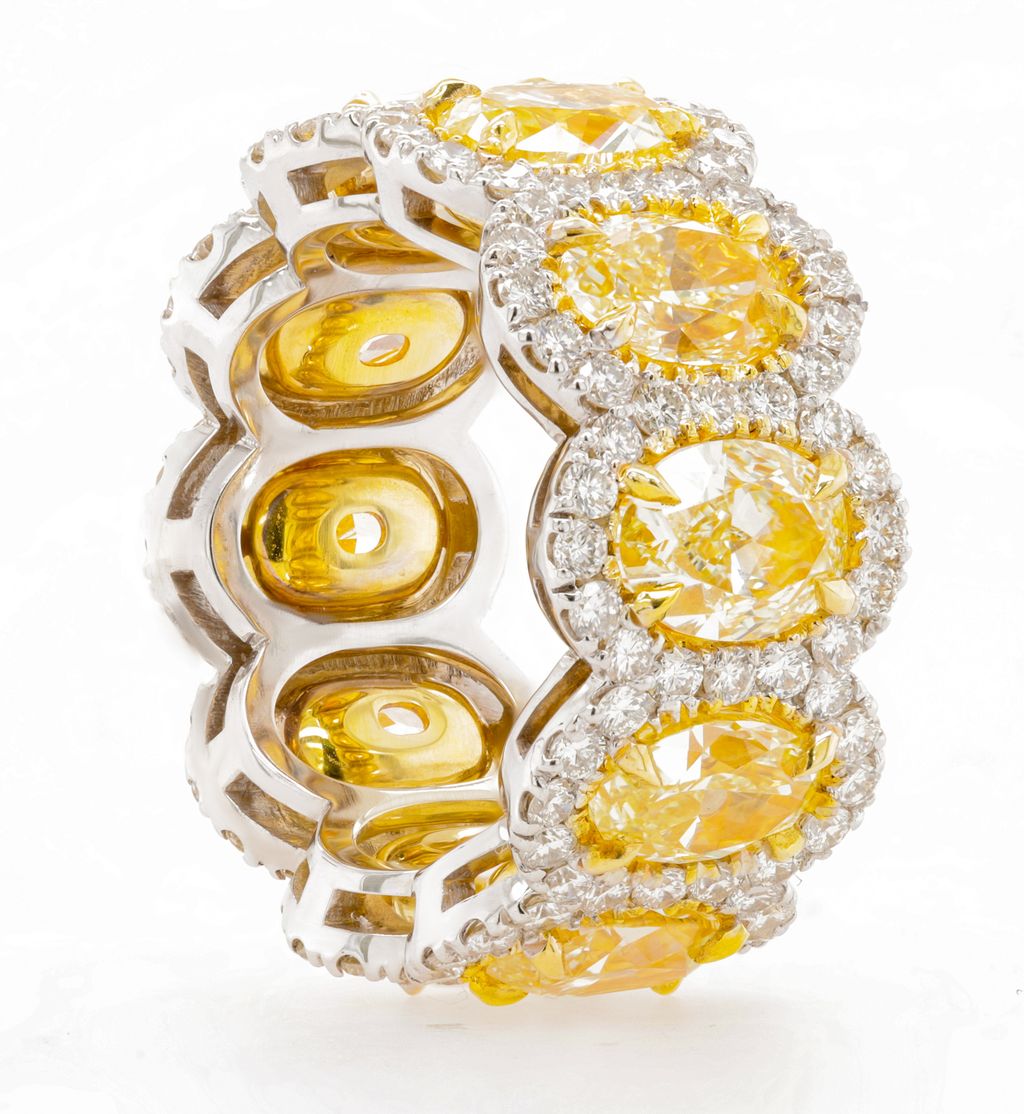 Two Tone Gold Yellow Oval Diamond Eternity Band