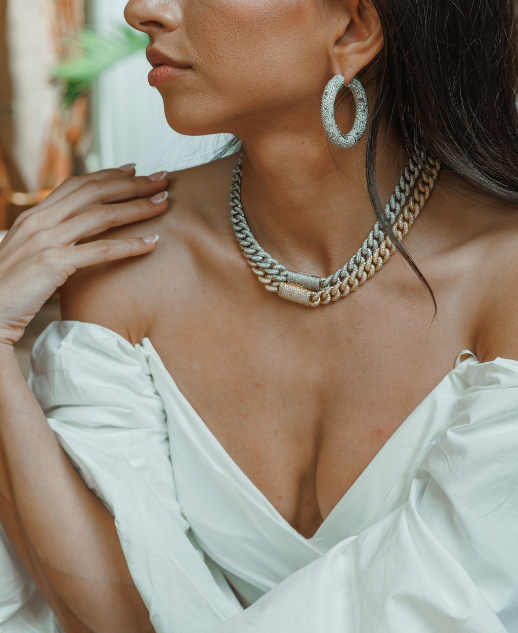 Rose Cut Pave Hoops