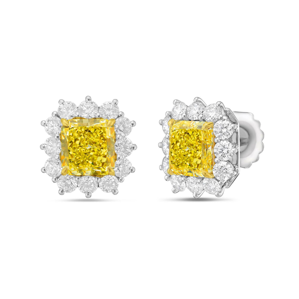 6.79ct Fancy Yellow Diamond Stud Earrings