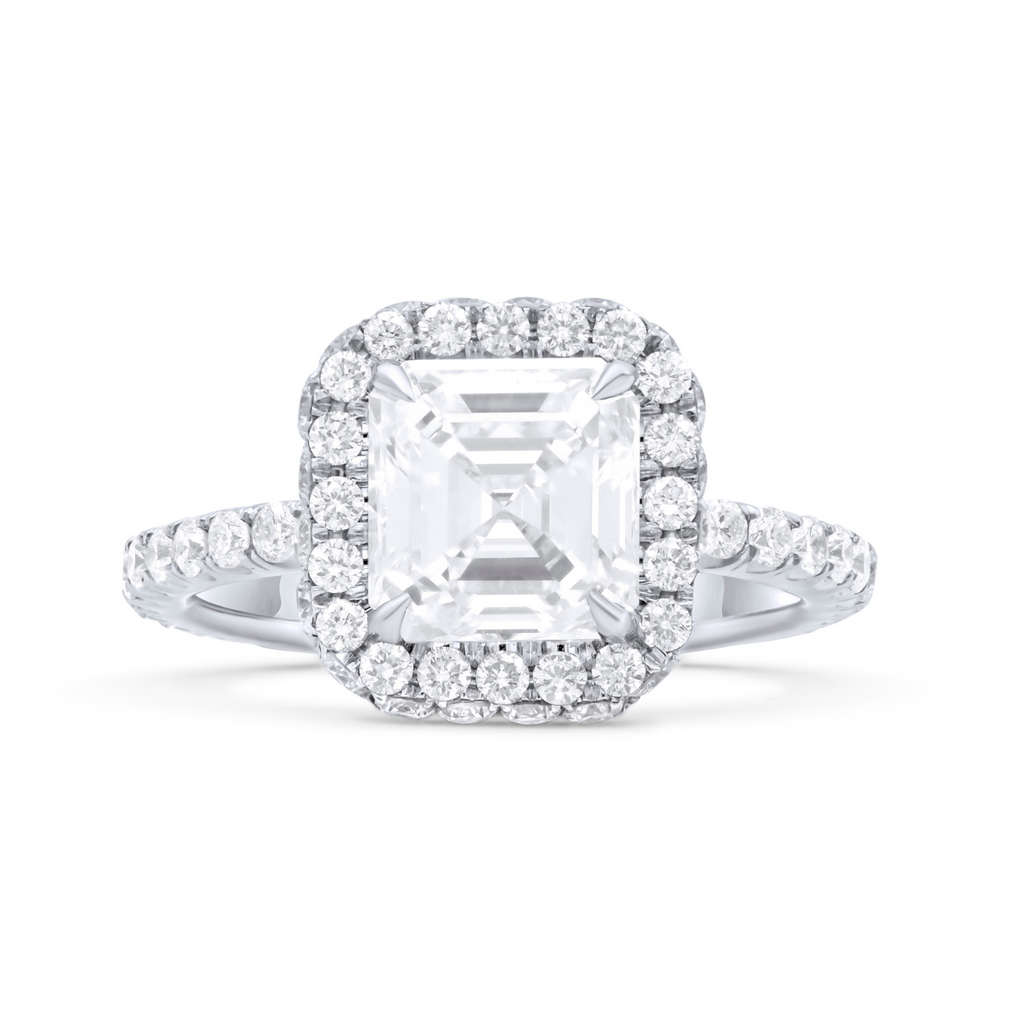 2.01ct Emerald-Cut Diamond Halo Ring, Platinum