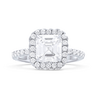 2.01ct Emerald-Cut Diamond Halo Ring, Platinum