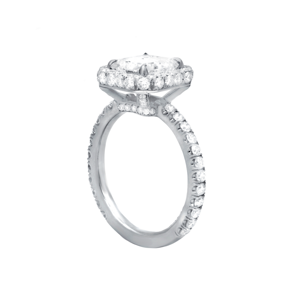 2.01ct Emerald-Cut Diamond Halo Ring, Platinum