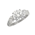 2.44ct Round Diamond Engagement Ring, Pear Sides, Platinum