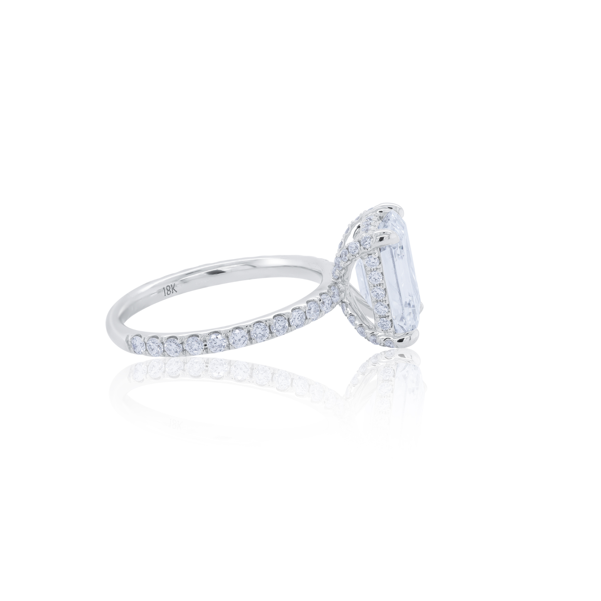 2.71ct Emerald Cut With Side Diamonds On The Band Ring
