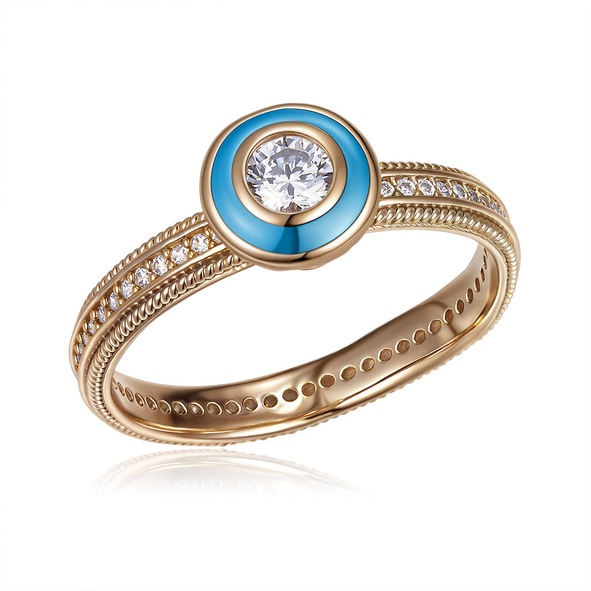 Blue Bezel Pavé Ring by AZ Essentials