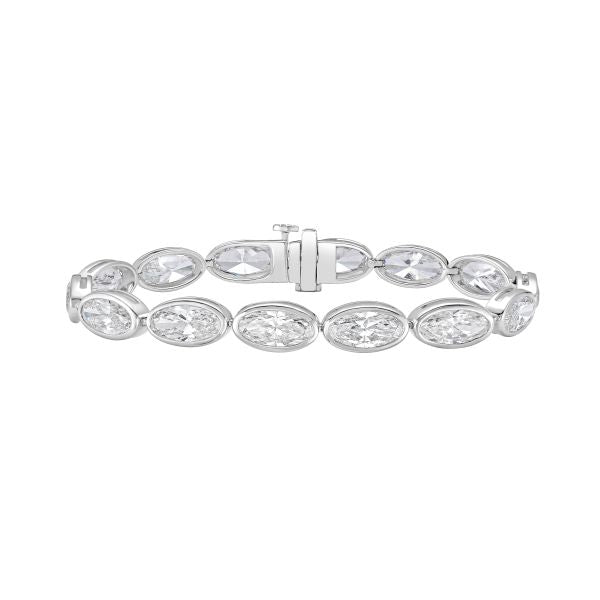 Lab-Grown Oval Diamond Bezel Bracelet, 14K Gold