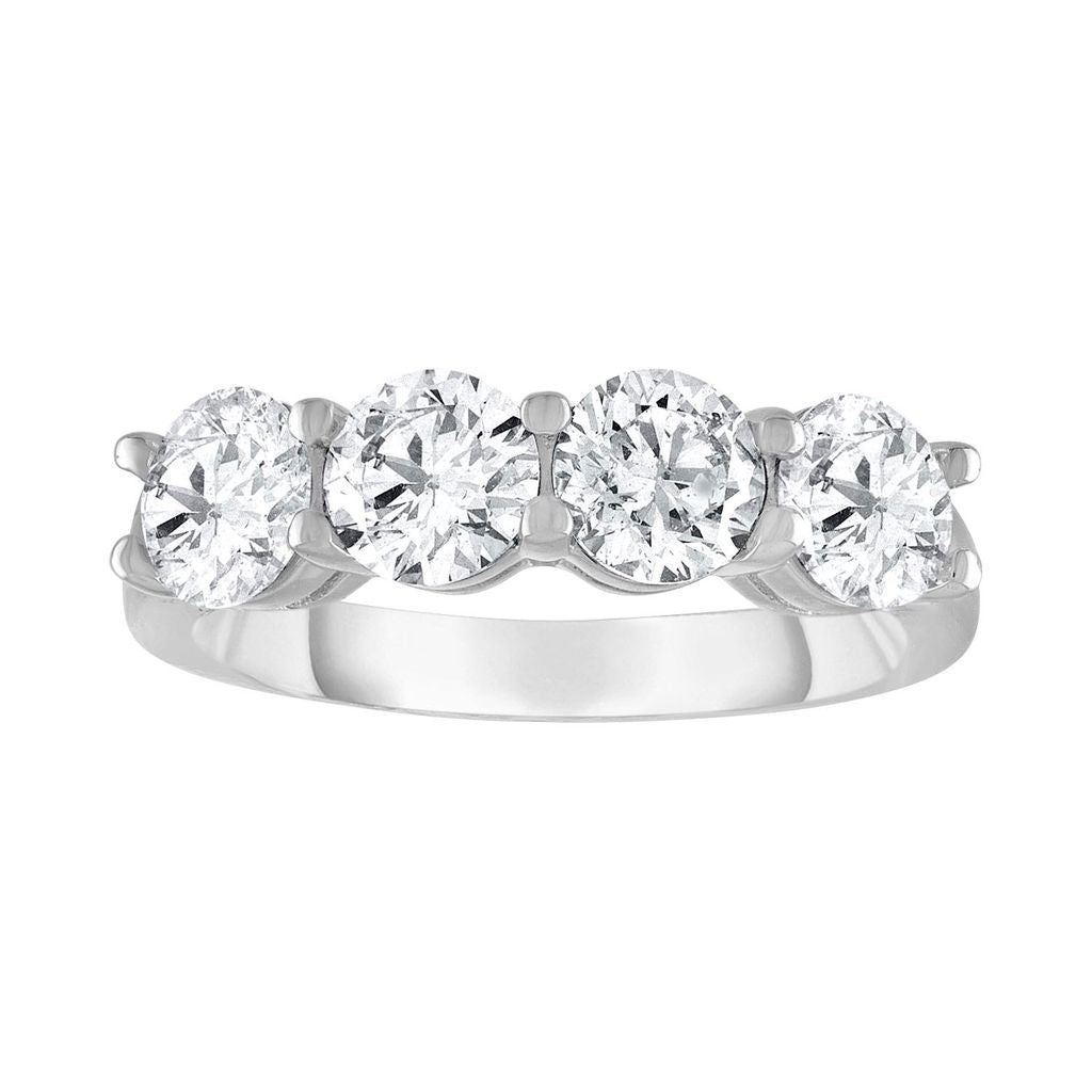Lab-Grown 4-Stone Round Diamond Wedding Band, Platinum