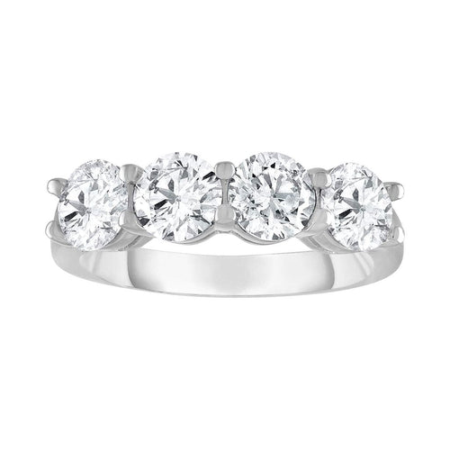 Lab-Grown 4-Stone Round Diamond Wedding Band, Platinum