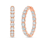 Lab Grown Round Diamond Hoop Earrings - 1.25"