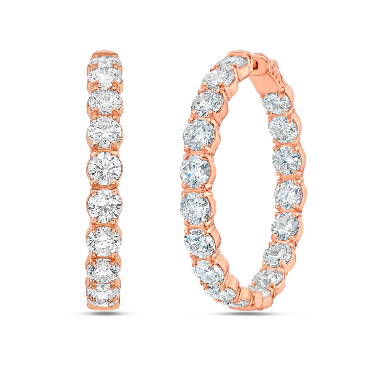 Lab Grown Round Diamond Hoop Earrings - 1.25"