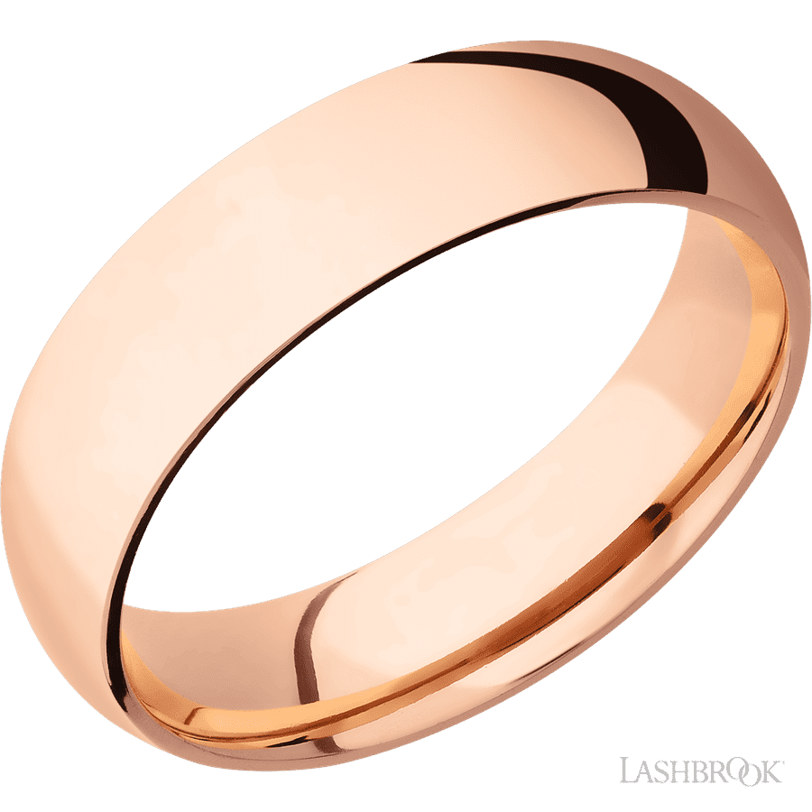 6 mm wide Domed 14K Rose Gold band.