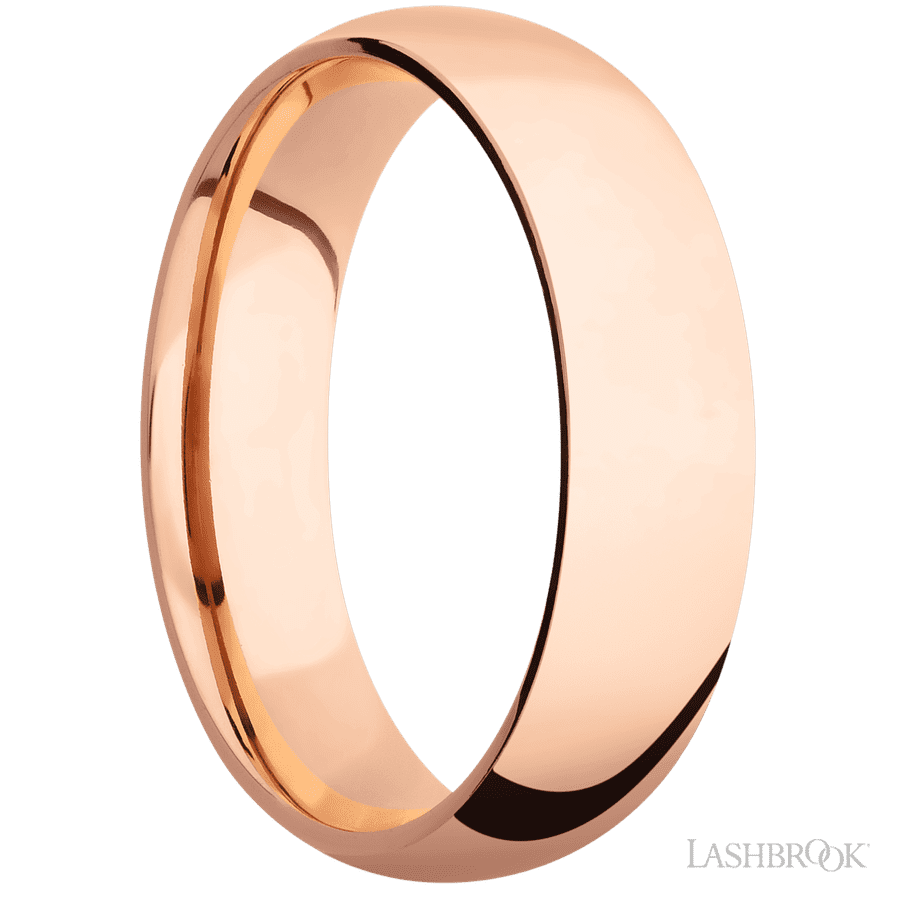 6 mm wide Domed 14K Rose Gold band.