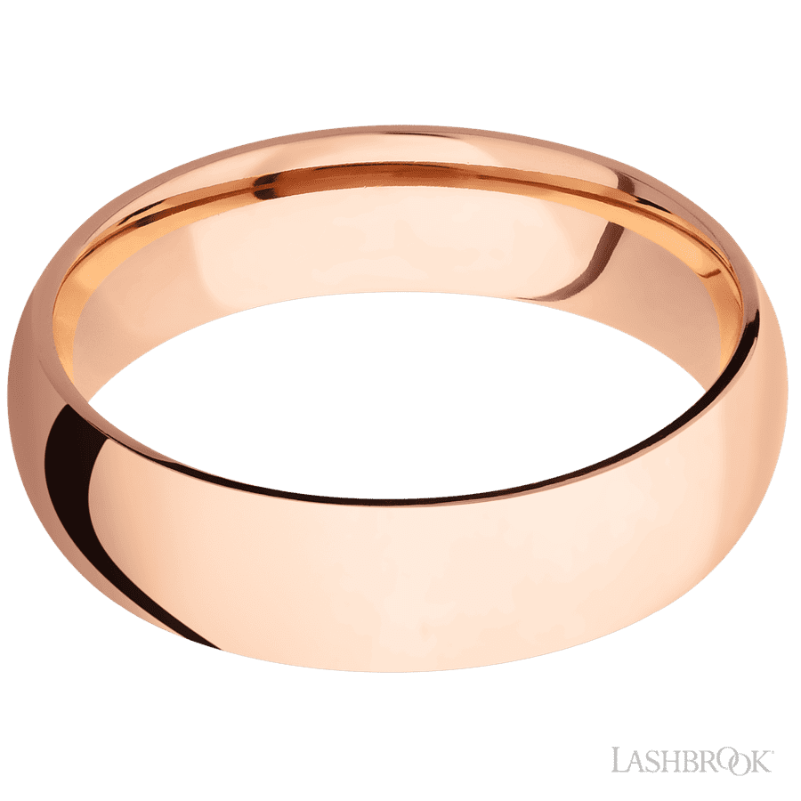 6 mm wide Domed 14K Rose Gold band.