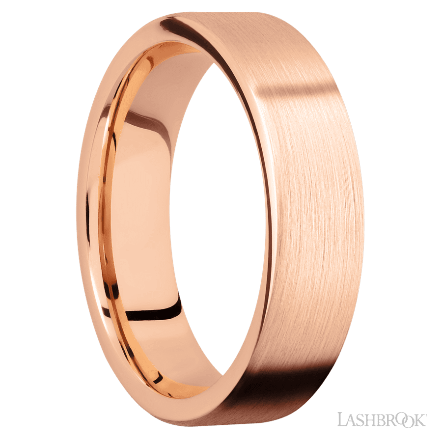 6 mm wide Flat 14K Rose Gold band.
