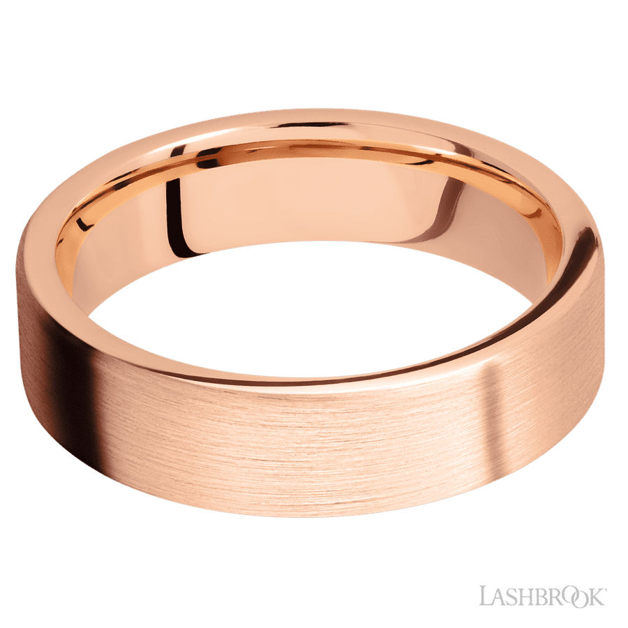 6 mm wide Flat 14K Rose Gold band.