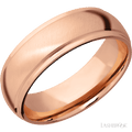 7 mm wide Domed Stepped Down Edges 14K Rose Gold band.