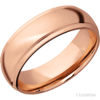 7 mm wide Domed Stepped Down Edges 14K Rose Gold band.