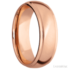 7 mm wide Domed Stepped Down Edges 14K Rose Gold band.