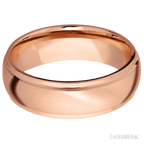 7 mm wide Domed Stepped Down Edges 14K Rose Gold band.