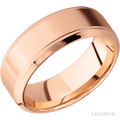 8 mm wide High Bevel Milgrain 14K Rose Gold band.