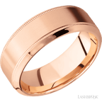 8 mm wide High Bevel Milgrain 14K Rose Gold band.