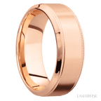 8 mm wide High Bevel Milgrain 14K Rose Gold band.